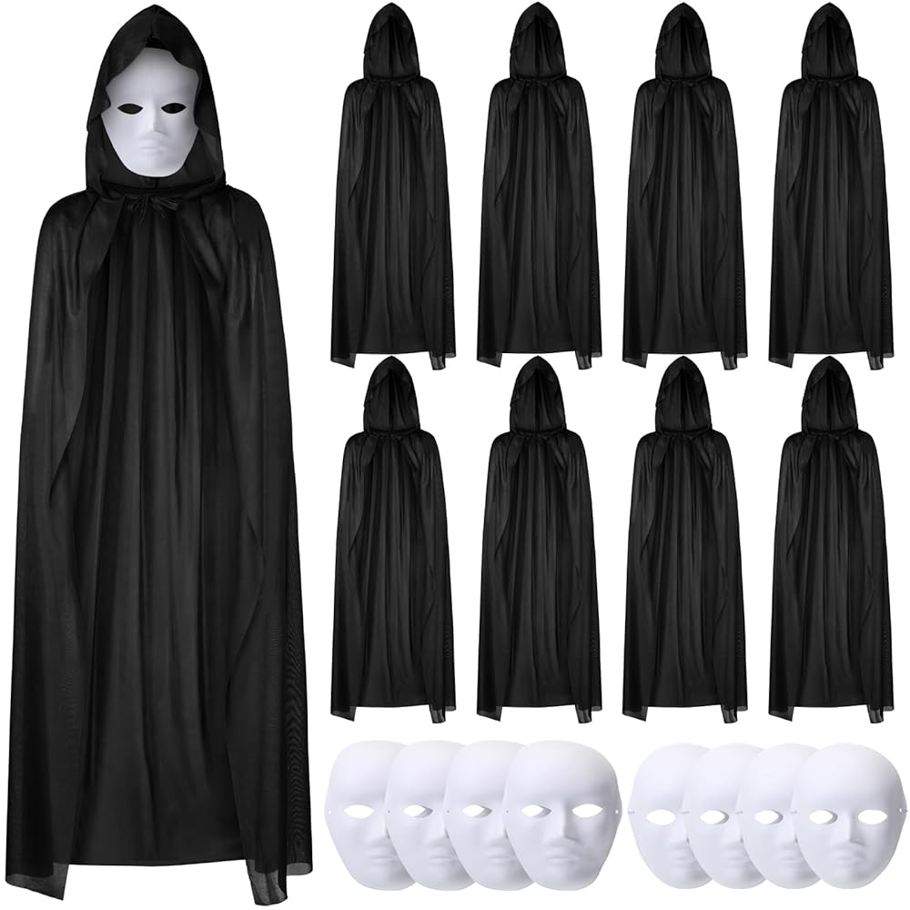120 cm Siyah Kapüşonlu Pelerin ve Boyanabilir Karton 8’li Set