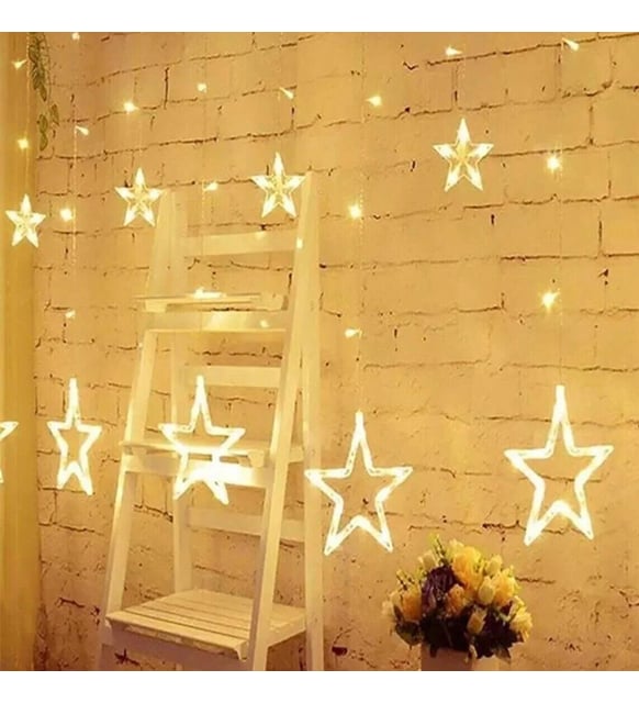 Yıldız Sarkıtlı Perde LED Aydınlatma - 3m Genişlik, 8 Modlu, Günışığı Renk,Ev Süsleme Işığı - Görsel 4
