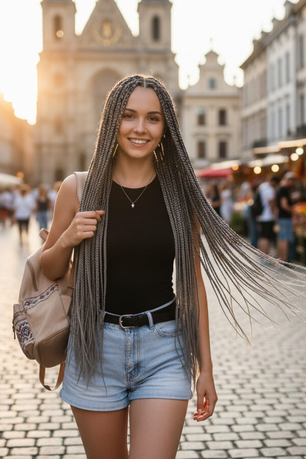 Afrika Örgüsü Ve Rasta İçin Sen / Koyu Gri