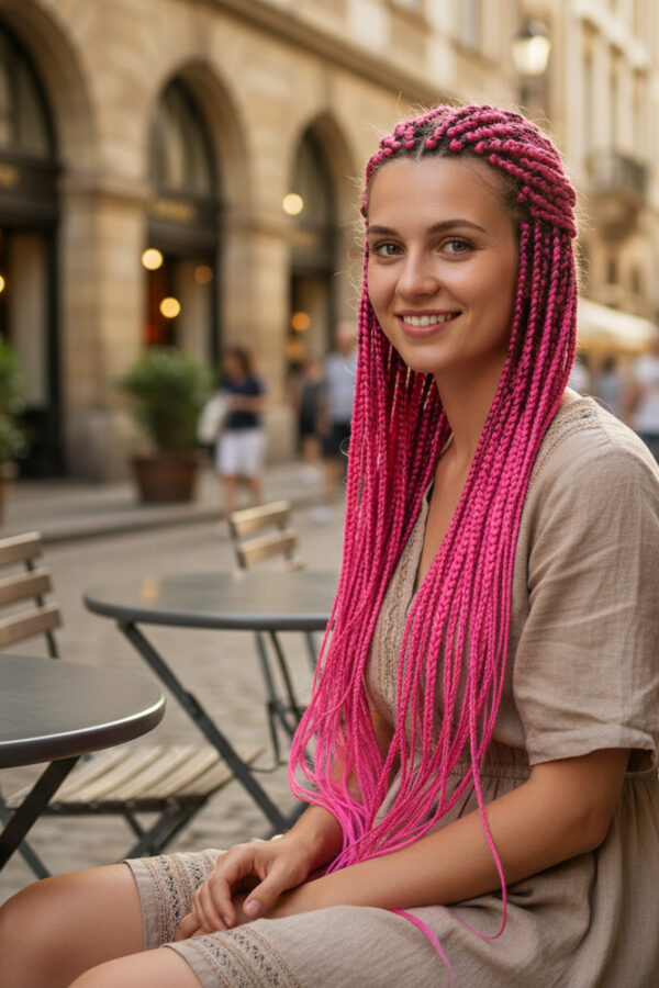 Afrika Örgüsü Ve Rasta İçin Sen  / Açık Fuşya