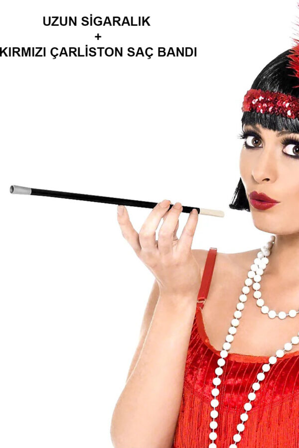 1920'ler 1990'lar Gatsby Kadın Aksesuar Seti – Kırmızı Charleston  Bı ve lık