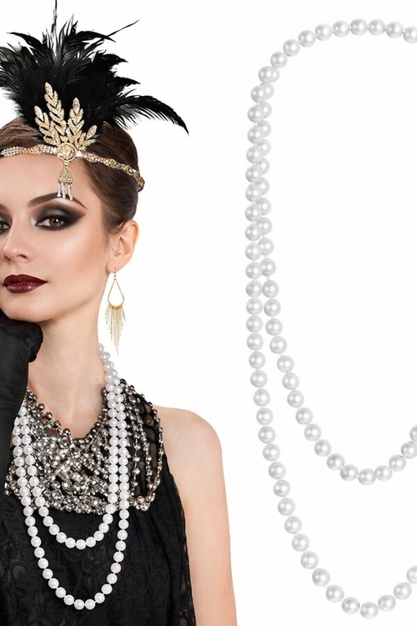 1920 Gatsby  Kolye – Vintage Uzun Beyaz  Kolye