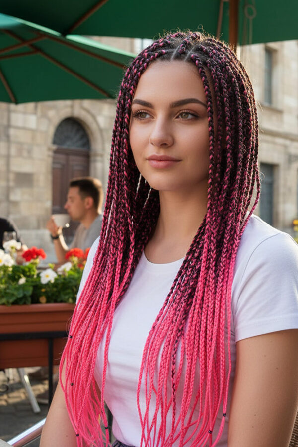 Afrika Örgüsü Ve Rasta İçin Sen Ombreli  / Siyah / Neon Pembe