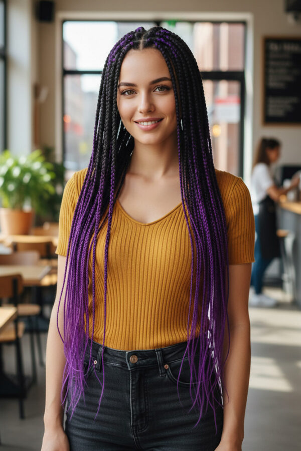 Afrika Örgüsü Ve Rasta İçin Sen Ombreli  / Siyah / Mor