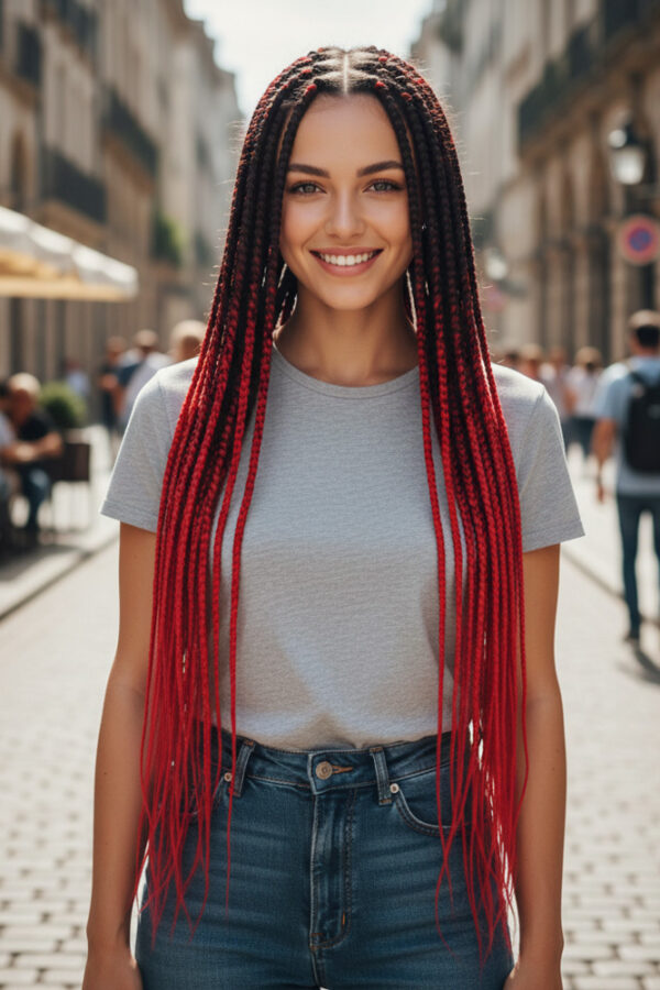 Afrika Örgüsü Ve Rasta İçin Sen Ombreli  / Siyah / Kırmızı