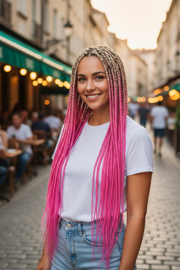 Afrika Örgüsü Ve Rasta İçin Sen Ombreli  / Platin / Pembe