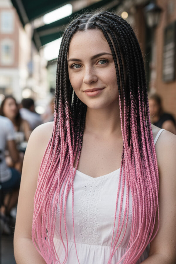 Afrika Örgüsü Ve Rasta İçin Sen Ombreli  / Siyah / Şeker Pembe