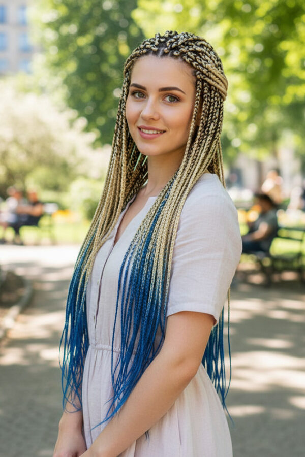 Afrika Örgüsü Ve Rasta İçin Sen Ombreli  / Platin / Lacivert