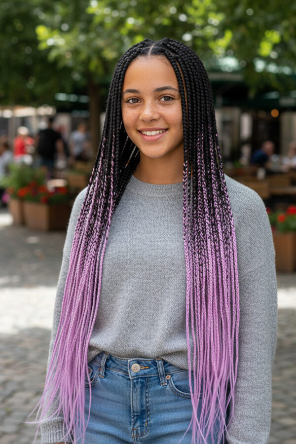 Afrika Örgüsü Ve Rasta İçin Sen Ombreli  / Siyah / Lila