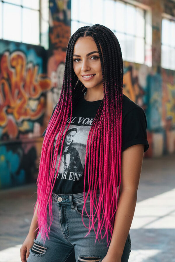Afrika Örgüsü Ve Rasta İçin Sen Ombreli  / Siyah / Fuşya