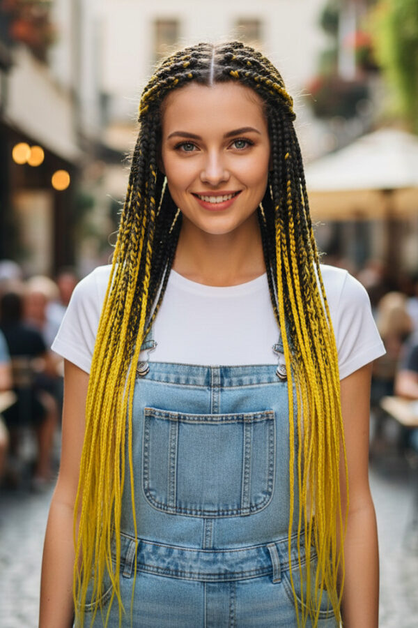 Afrika Örgüsü Ve Rasta İçin Sen Ombreli  / Siyah / Sarı