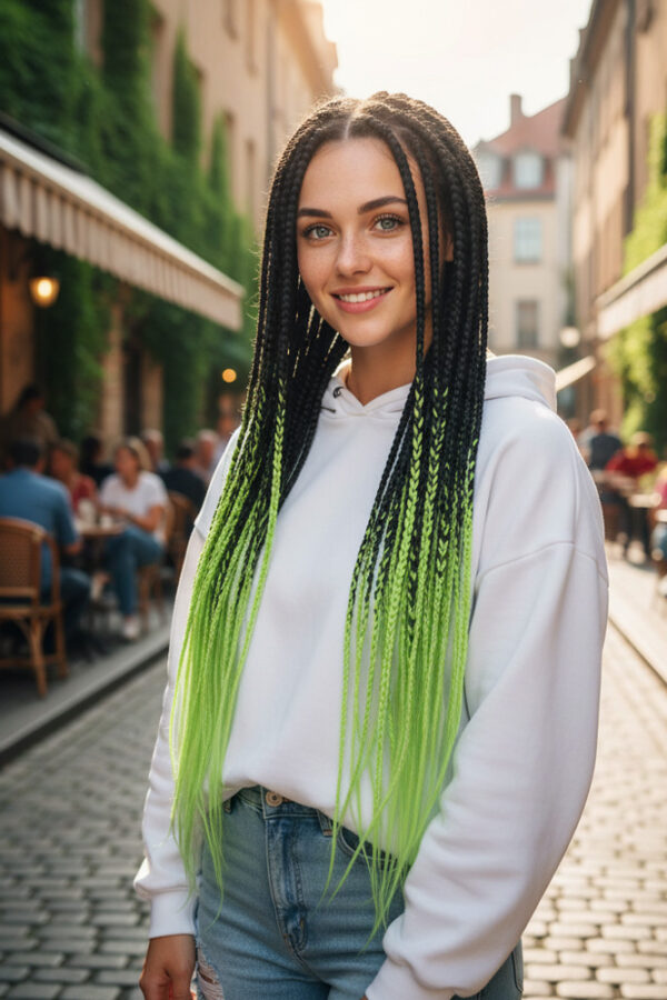Afrika Örgüsü Ve Rasta İçin Sen Ombreli  / Siyah / Açık Fıstık Yeşili
