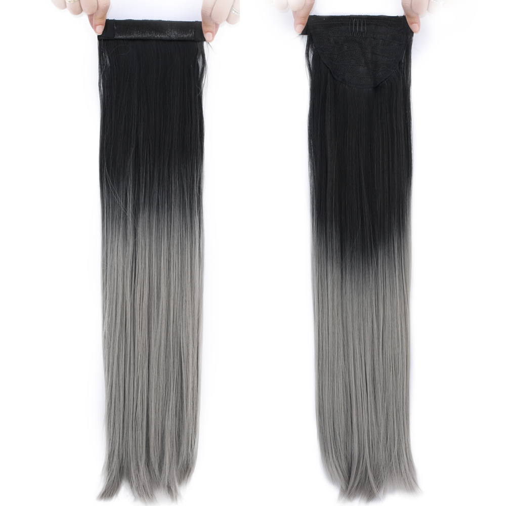 Fiber Sen Sihirli At Kuyruğu / Siyah / Gri Ombreli - Görsel 3