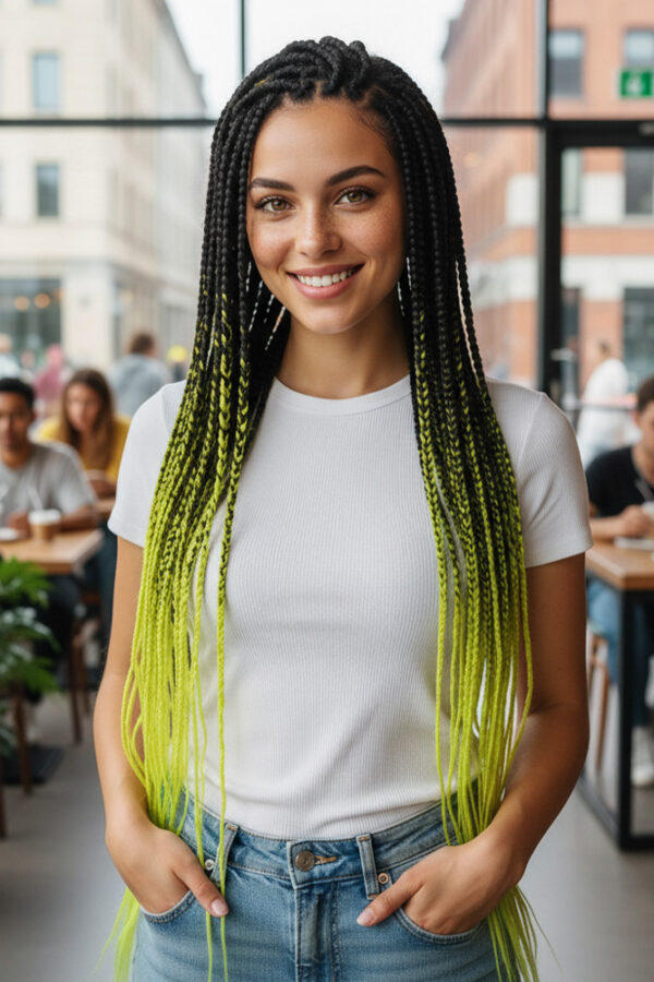 Afrika Örgüsü Ve Rasta İçin Sen Ombreli  / Siyah / Neon Sarı