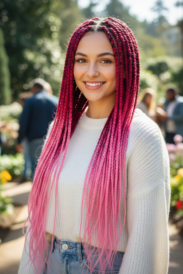 Afrika Örgüsü Ve Rasta İçin Sen Ombreli  / Koyu Pembe / Açık Pembe