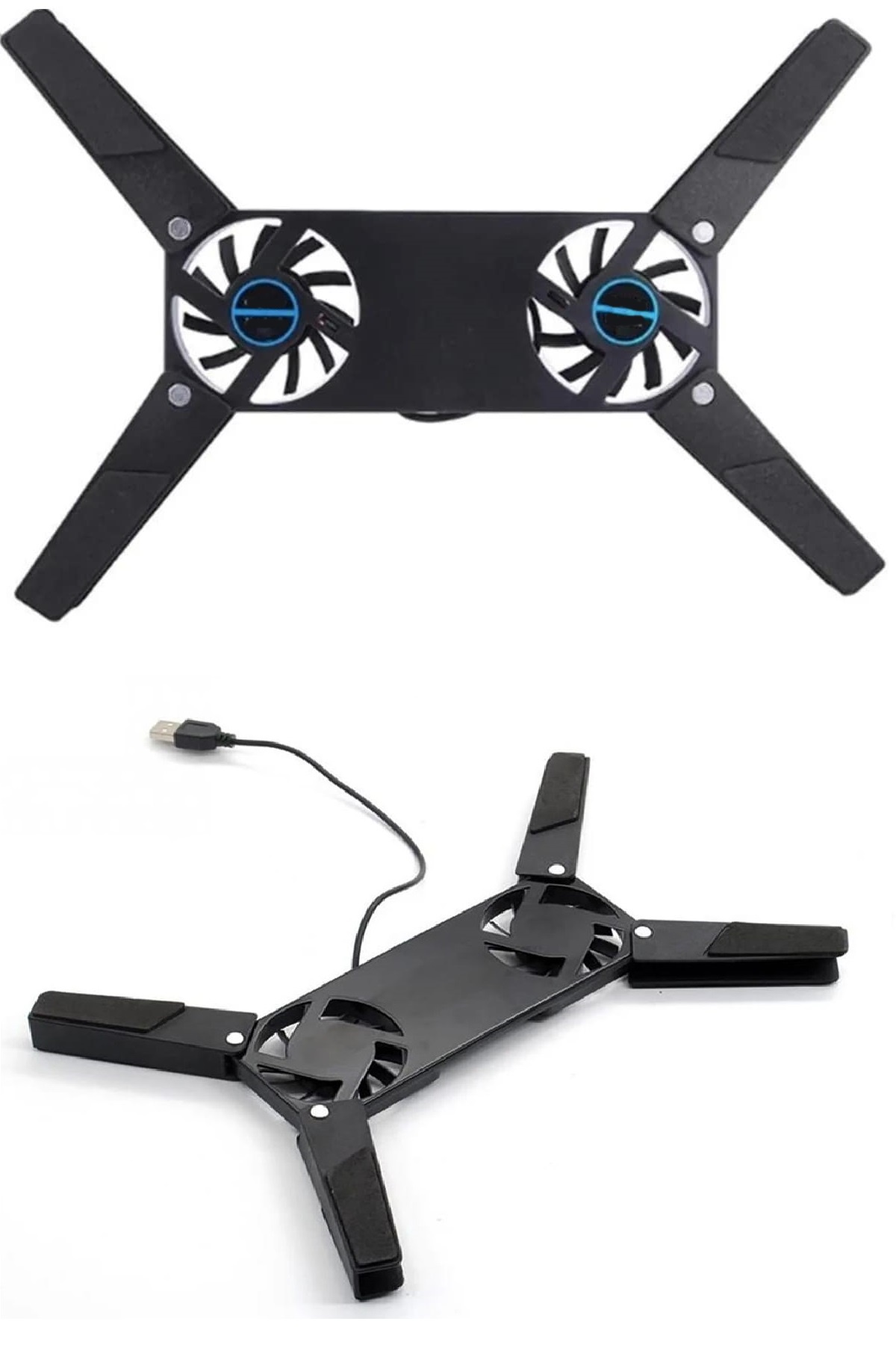 2 Fanlı Notebook Soğutucu Portatif Katlanabilir Laptop Soğutucu Fan Usbli St Biisayar Fanı - Görsel 2