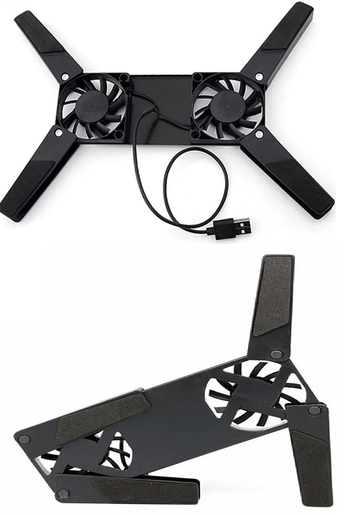 2 Fanlı Notebook Soğutucu Portatif Katlanabilir Laptop Soğutucu Fan Usbli St Biisayar Fanı - Görsel 3