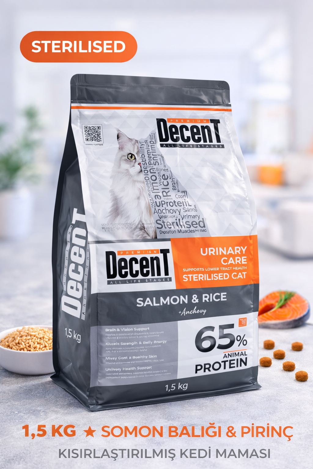 Decent Urinary Care lı ve Pirinçli Kısırlaştırılmış Kedi sı 1.5 Kg - Görsel 3
