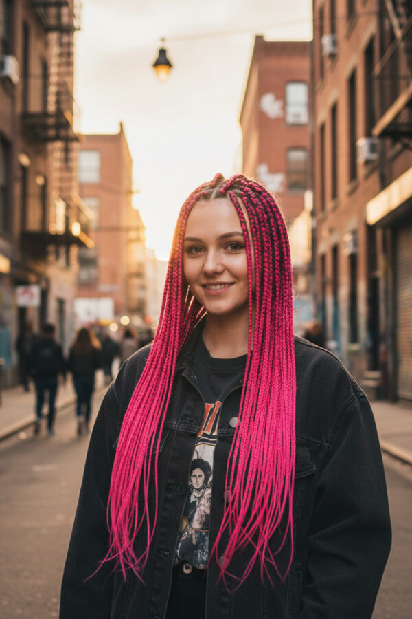 Afrika Örgüsü Ve Rasta İçin Sen  / Neon Pembe