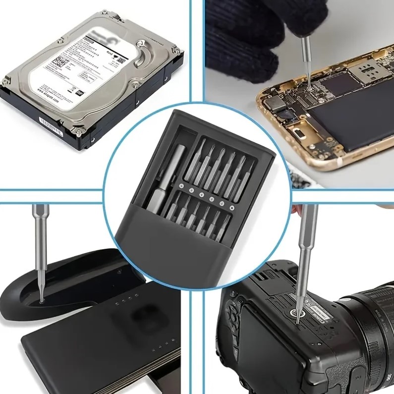 25 Parça Çok Fonksiyonlu Hassas Tornida Seti – Telefon Tablet Elektronik Tamir Tornida Seti - Görsel 2