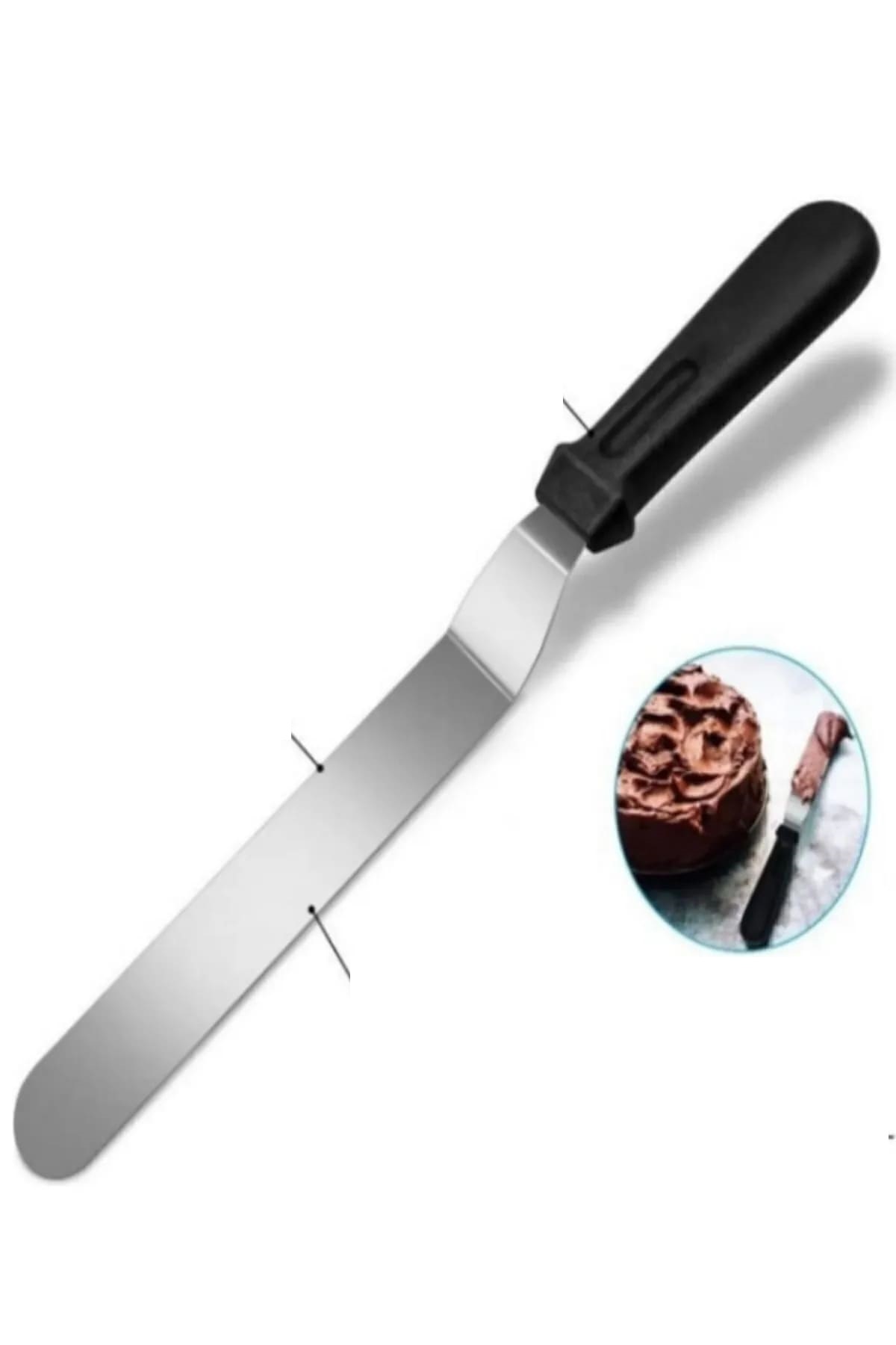 2li Set Hamur Şekillendirici Eğik Pasta Spatulası +Metal Hamur Kesici Kazıyıcı Spatula - Görsel 3