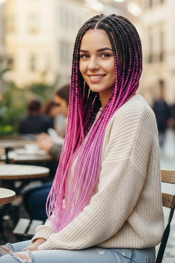 Afrika Örgüsü Ve Rasta İçin Sen Ombreli  / Siyah / Açık Mor / Lila