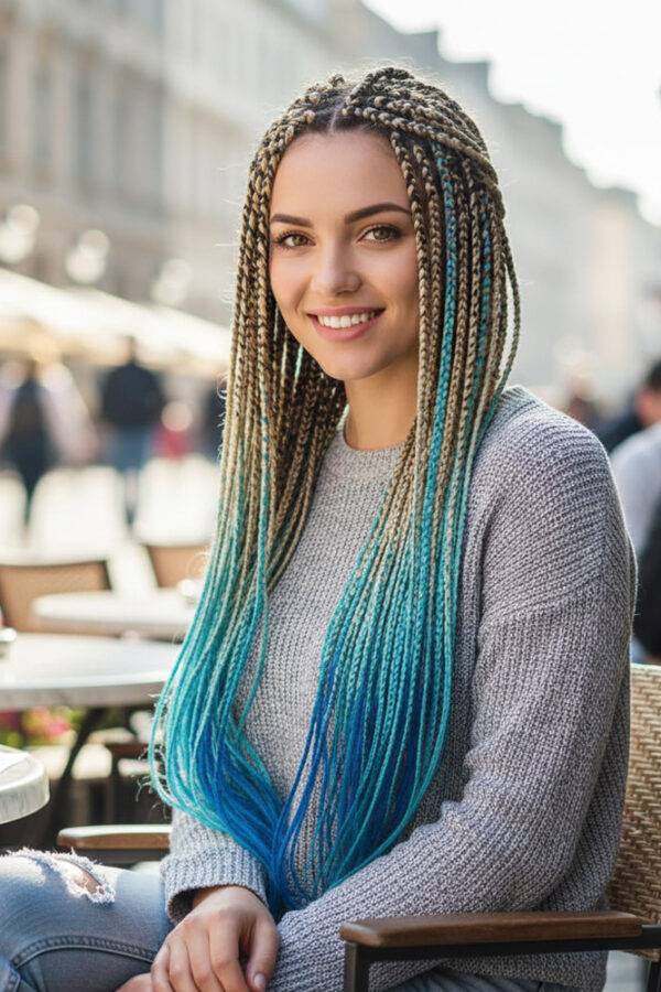 Afrika Örgüsü Ve Rasta İçin Sen Ombreli  / Platin / Turkuaz Mi / Koyu Mi