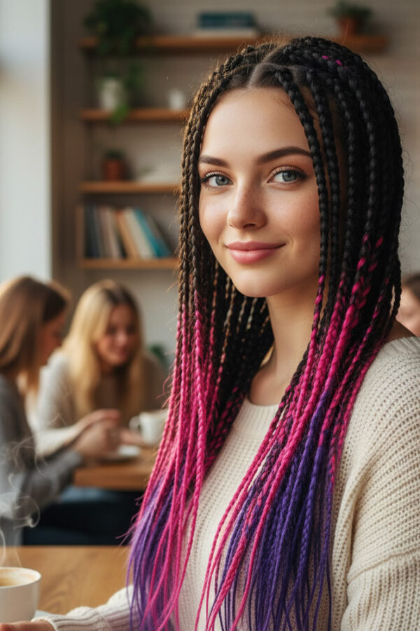 Afrika Örgüsü Ve Rasta İçin Sen Ombreli  / Siyah / Fuşya / Mor