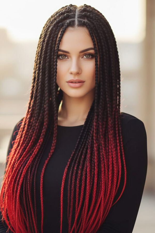 Afrika Örgüsü Ve Rasta İçin Sen Ombreli  / Siyah / Koyu Kızıl / Açık Kızıl