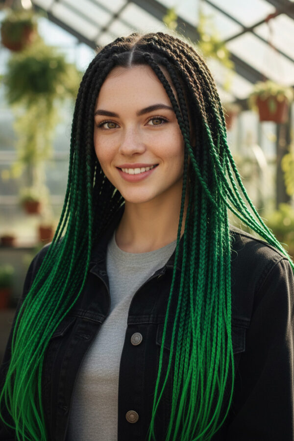 Afrika Örgüsü Ve Rasta İçin Sen Ombreli  / Siyah / Koyu Yeşil / Açık Yeşil