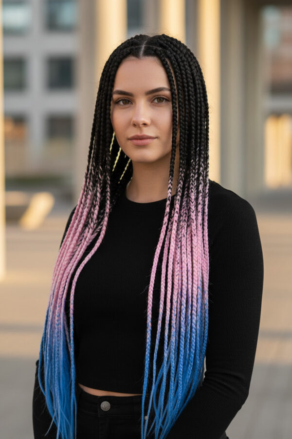 Afrika Örgüsü Ve Rasta İçin Sen Ombreli  / Siyah / Pembe / Mi