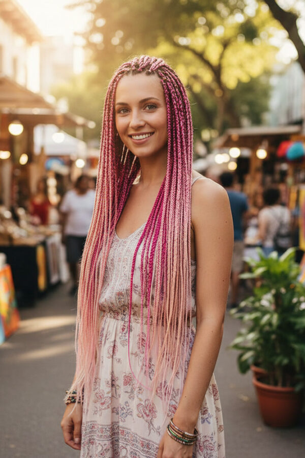 Afrika Örgüsü Ve Rasta İçin Sen Ombreli  / Açık Pembe / Koyu Pembe / Tcu