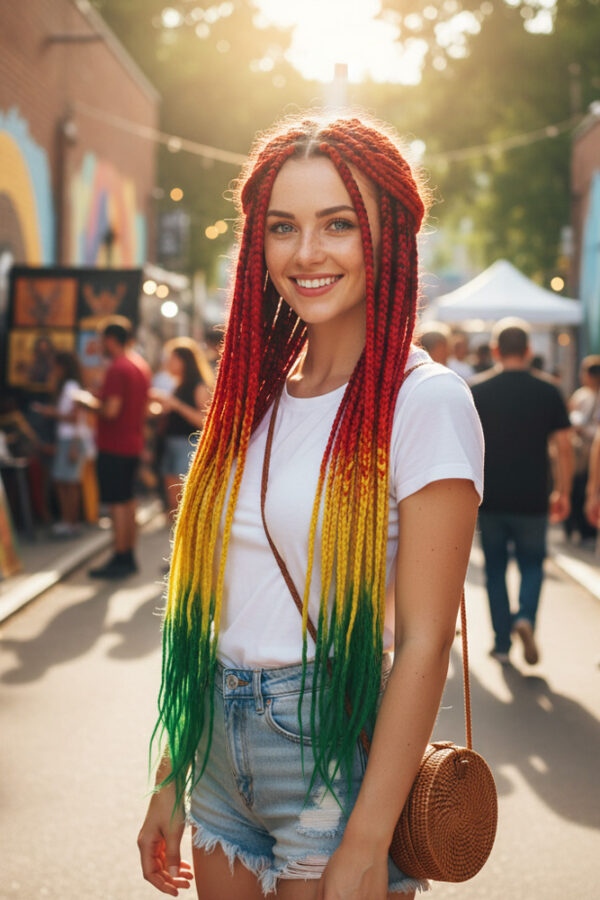 Afrika Örgüsü Ve Rasta İçin Sen Ombreli  / Tcu / Sarı / Yeşil
