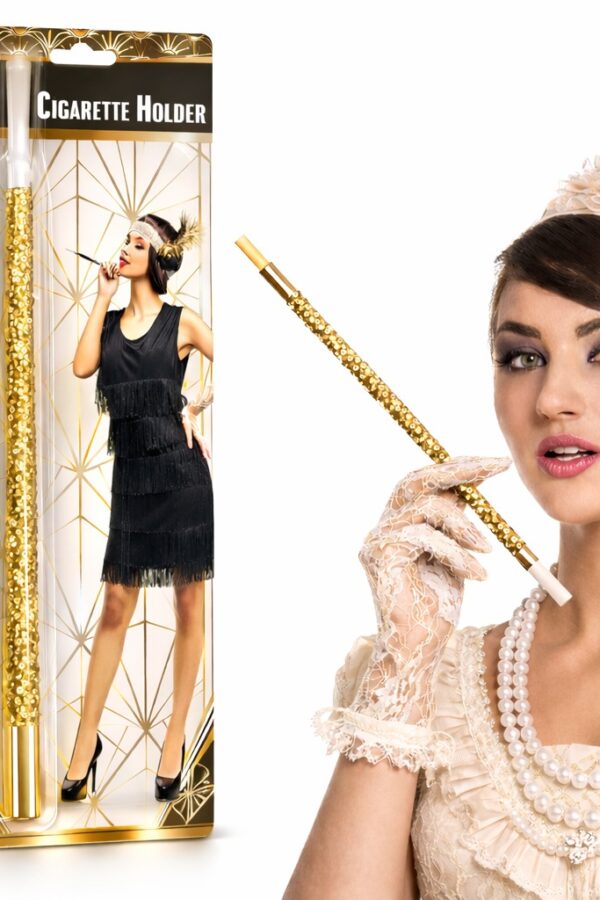 30 cm Altın Gold Payetli  Tutacağı – 1920’ler Gatsby Parti Aksesuarı