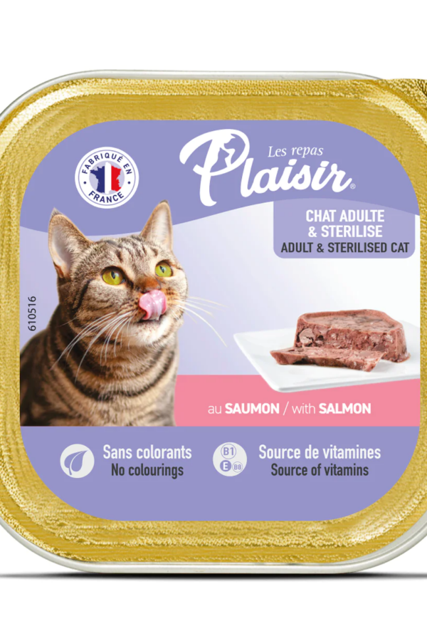 Plaisir Somon lı Pate Kısırlaştırılmış ve Yetişkin Kedi Yaş sı 100 Gr