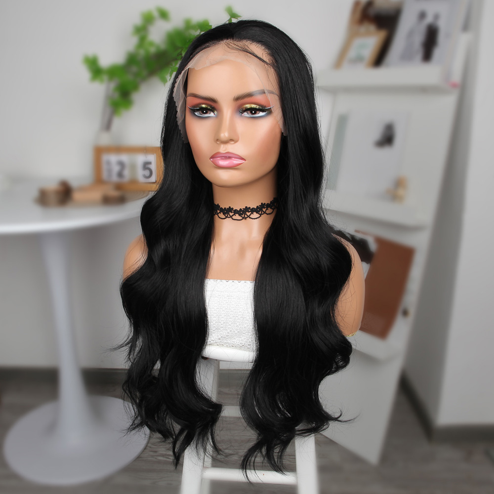 Siyah Fiber Sen Geniş Daalı Tül Peruk - Görsel 4