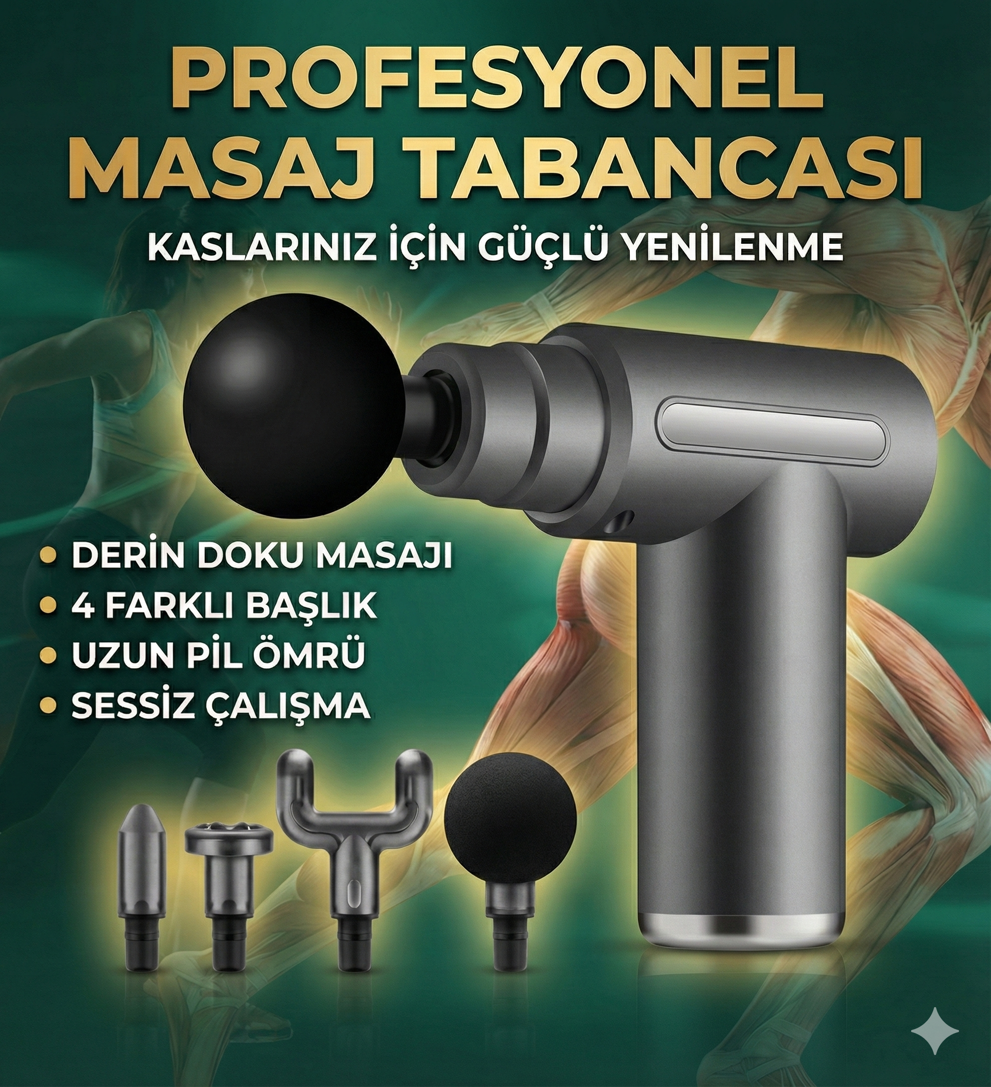 4 Başlıklı 6 Kademeli Titreşimli Şarjlı Mini Masaj Aleti - Görsel 2