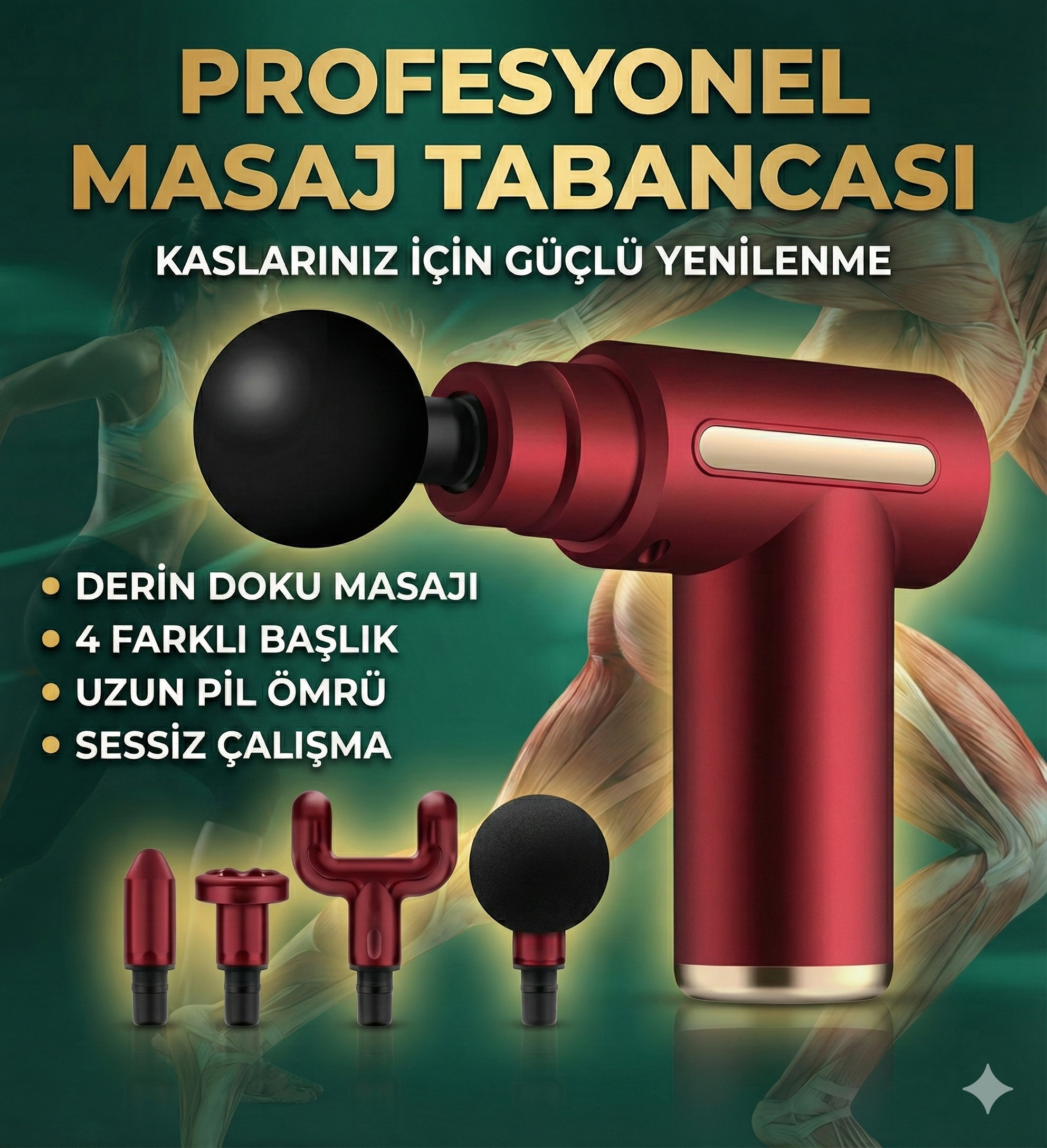 4 Başlıklı 6 Kademeli Titreşimli Şarjlı Mini Masaj Aleti - Görsel 3