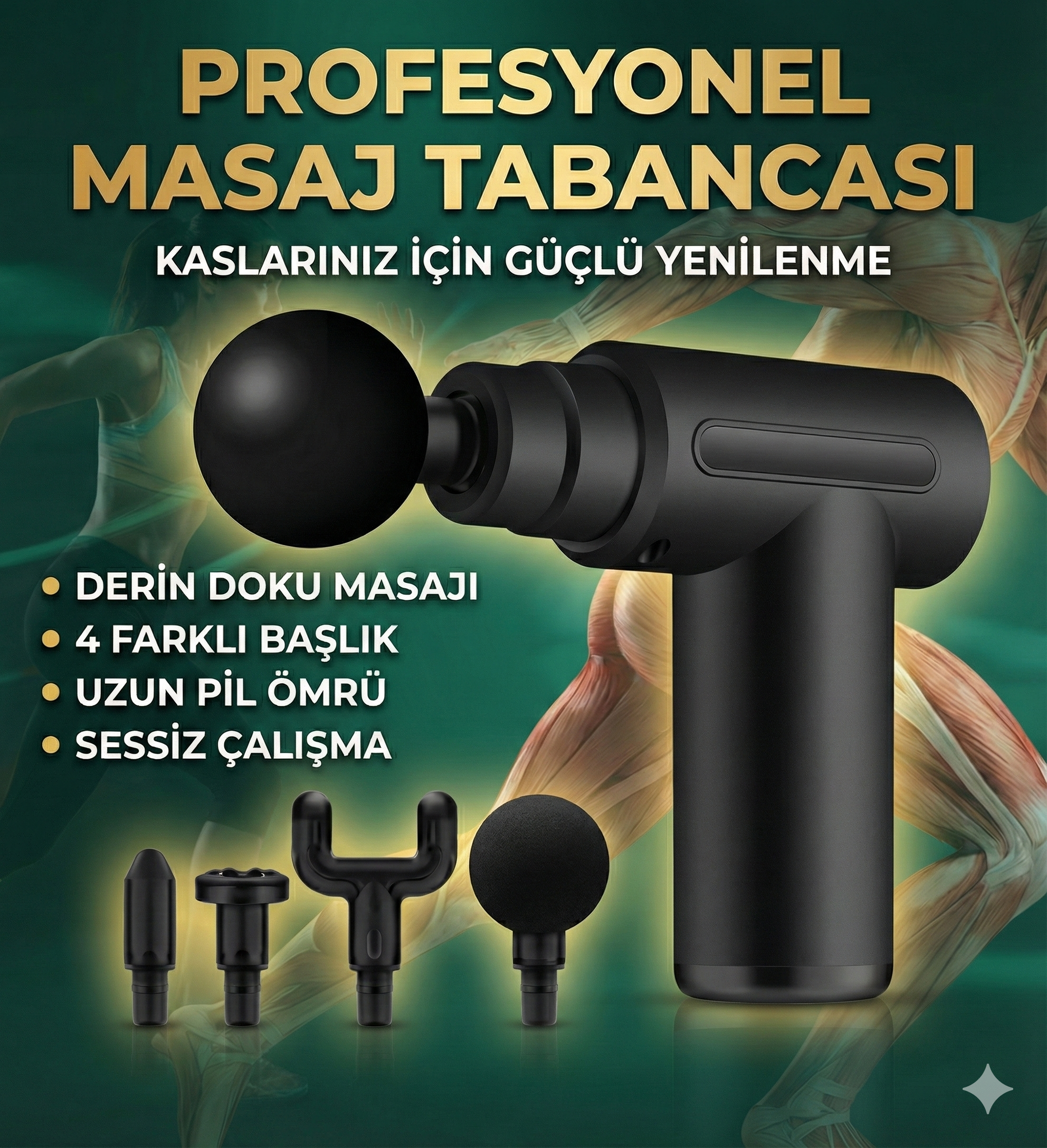 4 Başlıklı 6 Kademeli Titreşimli Şarjlı Mini Masaj Aleti - Görsel 4
