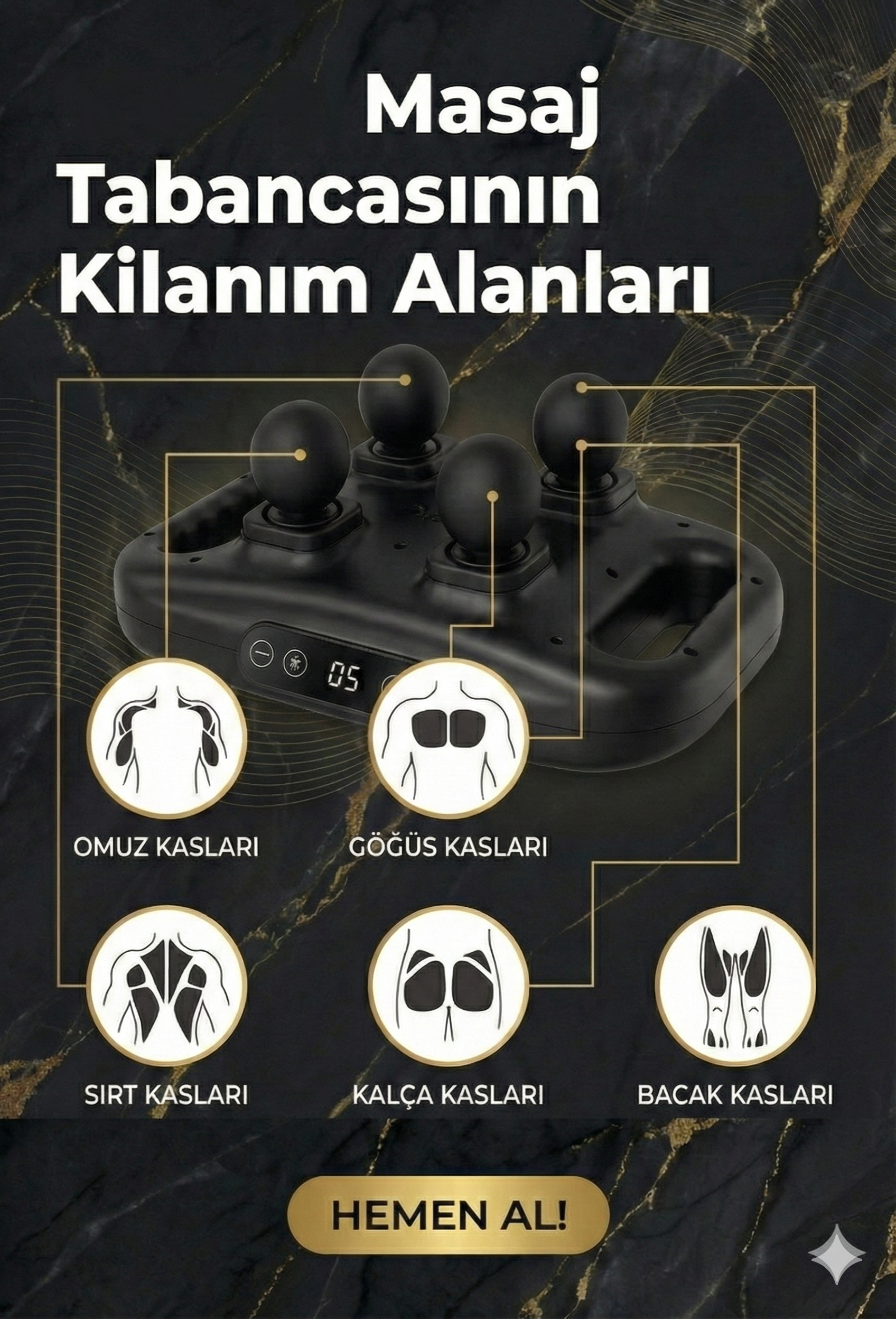4 Başlıklı Masaj sı - Ergonomik Derin Doku Sırt ve Boyun Masaj Aleti Ağrı ve Sızı - Görsel 2