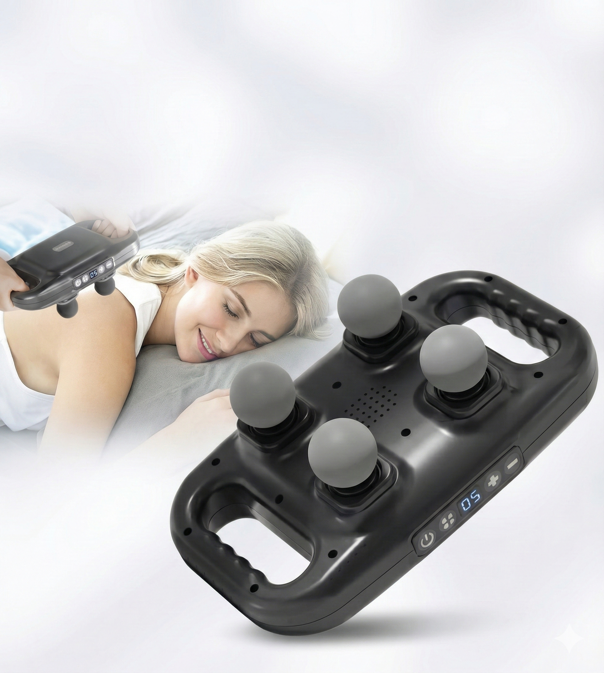 4 Başlıklı Masaj sı - Ergonomik Derin Doku Sırt ve Boyun Masaj Aleti Ağrı ve Sızı - Görsel 3