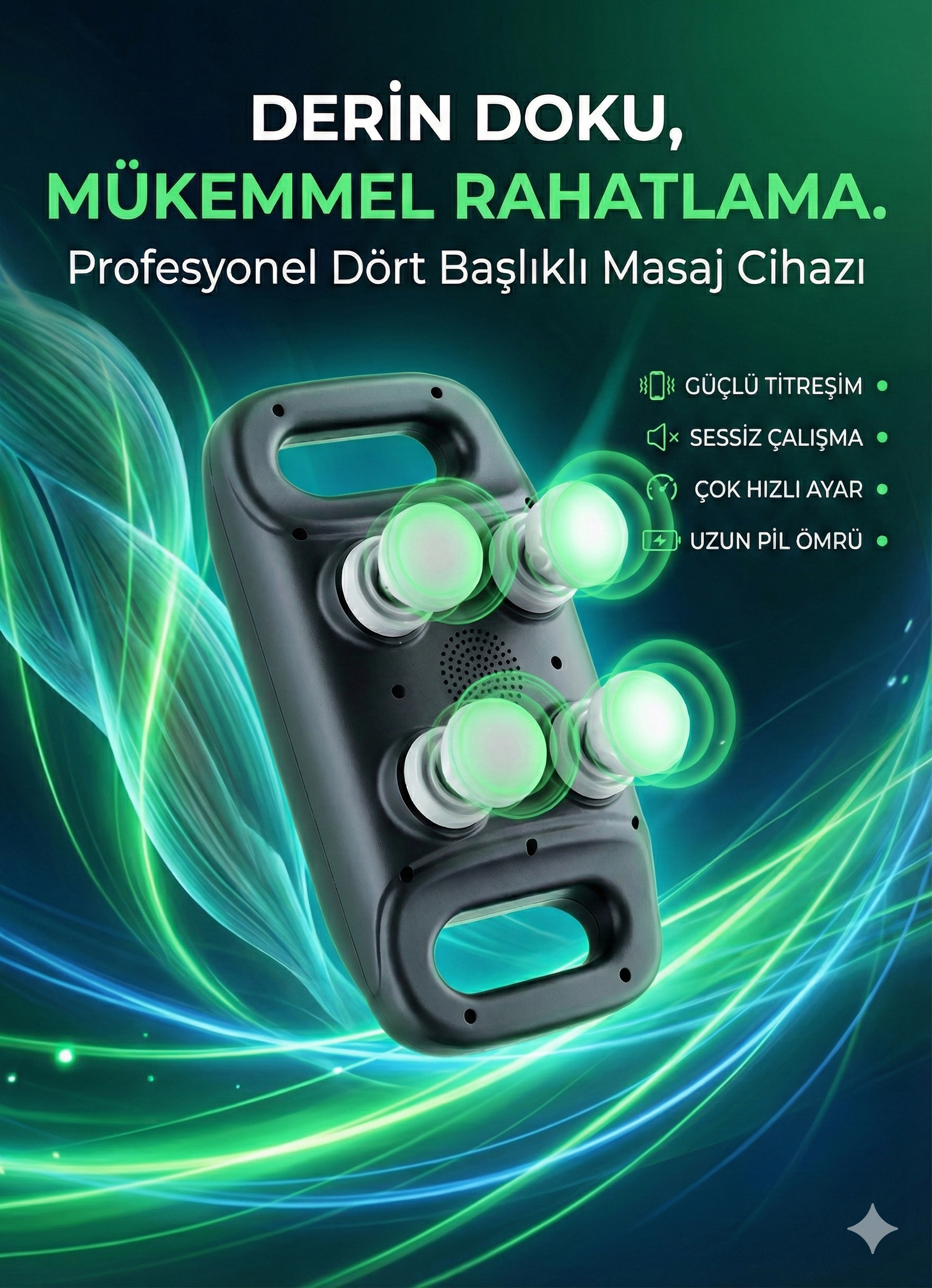 4 Başlıklı Masaj sı - Ergonomik Derin Doku Sırt ve Boyun Masaj Aleti Ağrı ve Sızı - Görsel 5