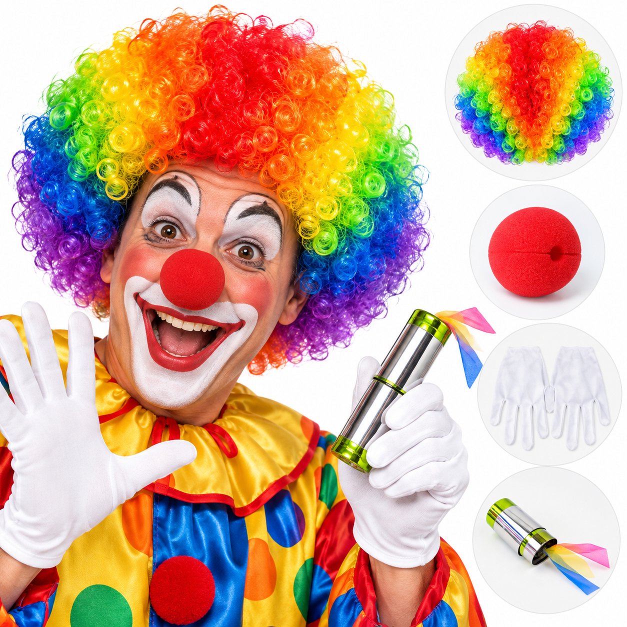 4’lü Palyaço Aksesuar Seti – Bonus , Sünger B, Eldiven ve Sihirli Sopa
