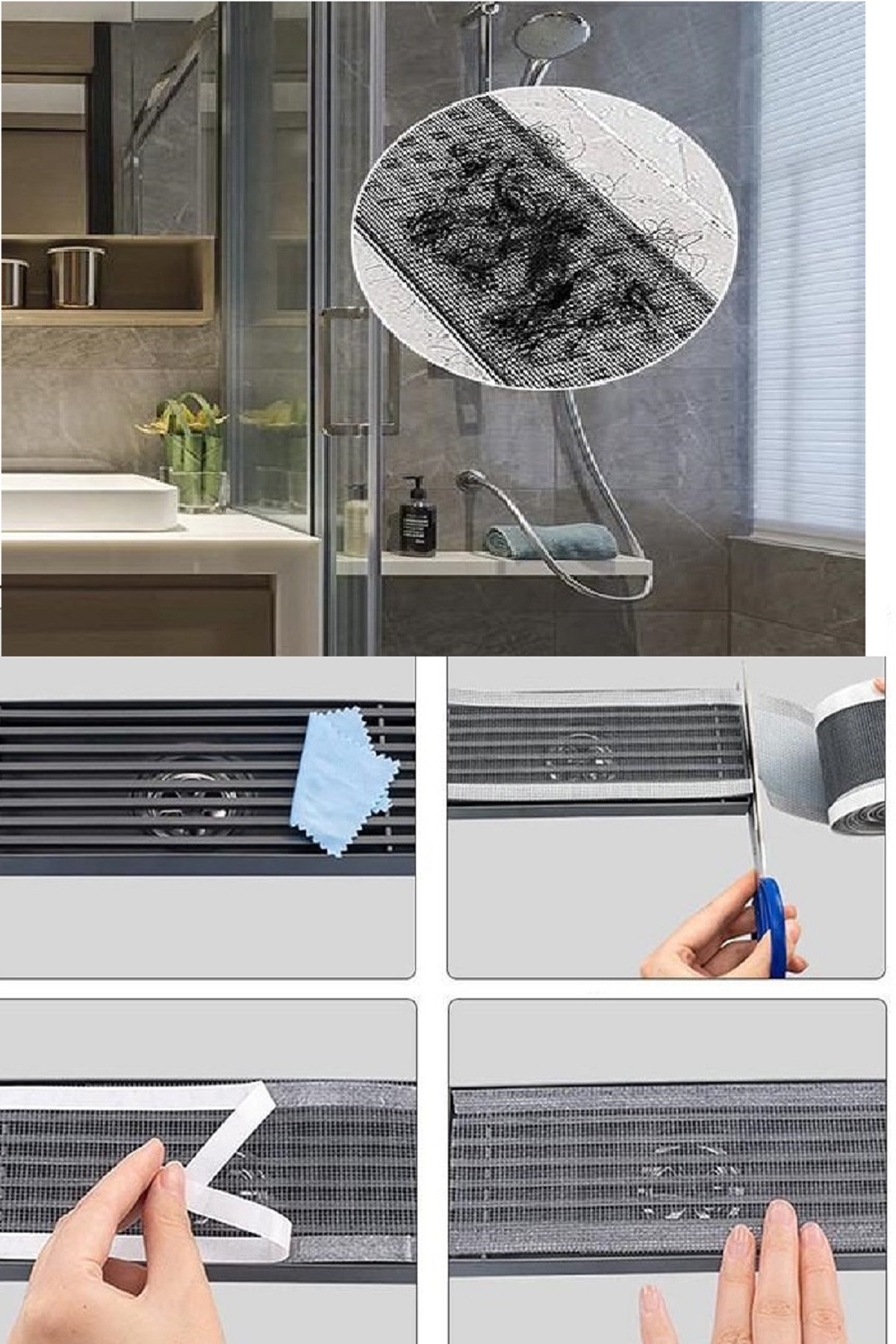 4 Metre Yapışkanlı Banyo Gider Koruyucu Toplayıcı – Gider Böcek Koruyucu Gider Süzgeci - Görsel 3
