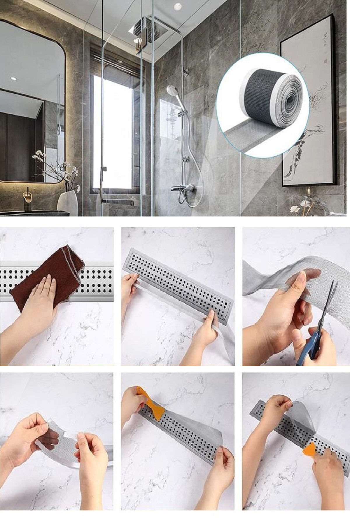 4 Metre Yapışkanlı Banyo Gider Koruyucu Toplayıcı – Gider Böcek Koruyucu Gider Süzgeci - Görsel 5
