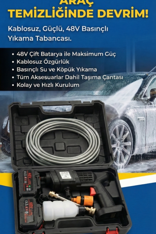 48V Şarjlı Çift Batlı Taşınabilir Basınçlı Oto Yı  Sulama sı