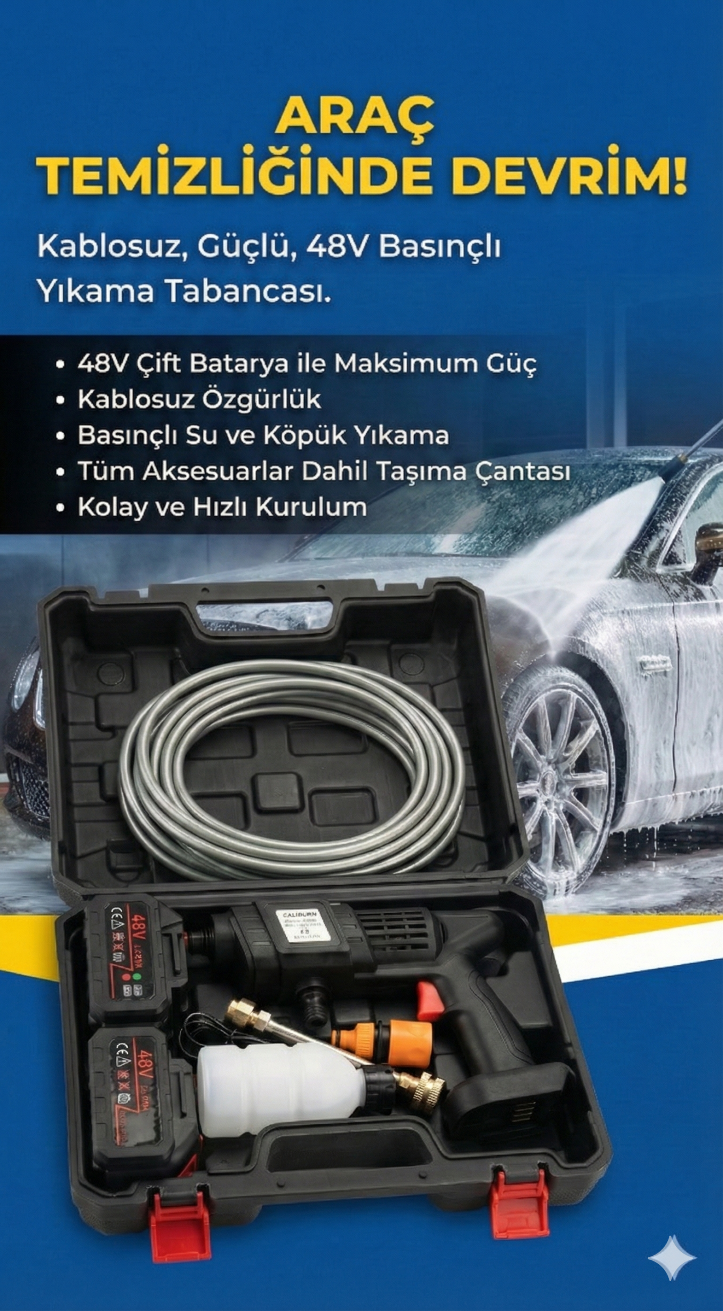 48V Şarjlı Çift Batlı Taşınabilir Basınçlı Oto Yı Sulama sı