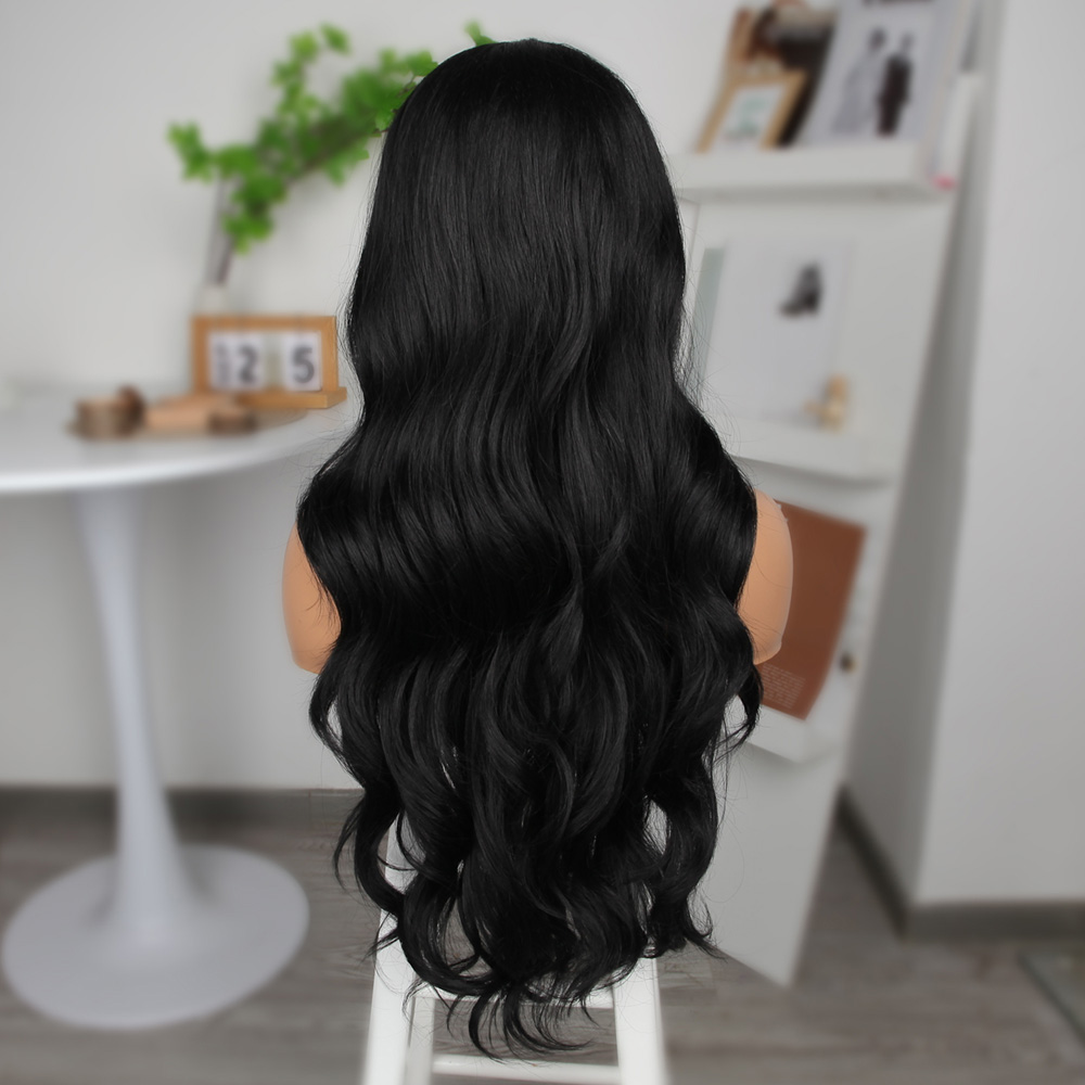 Siyah Fiber Sen Geniş Daalı Tül Peruk - Görsel 5