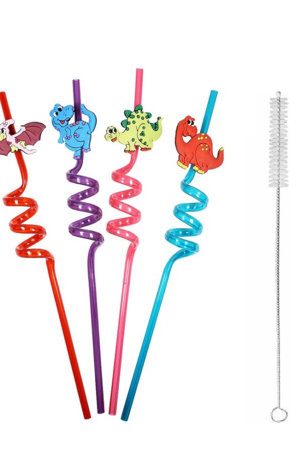 5 Parça Renkli Pipet Seti - Emojili  Kokteyl- Çuk Pipeti Temizleme Fırçalı