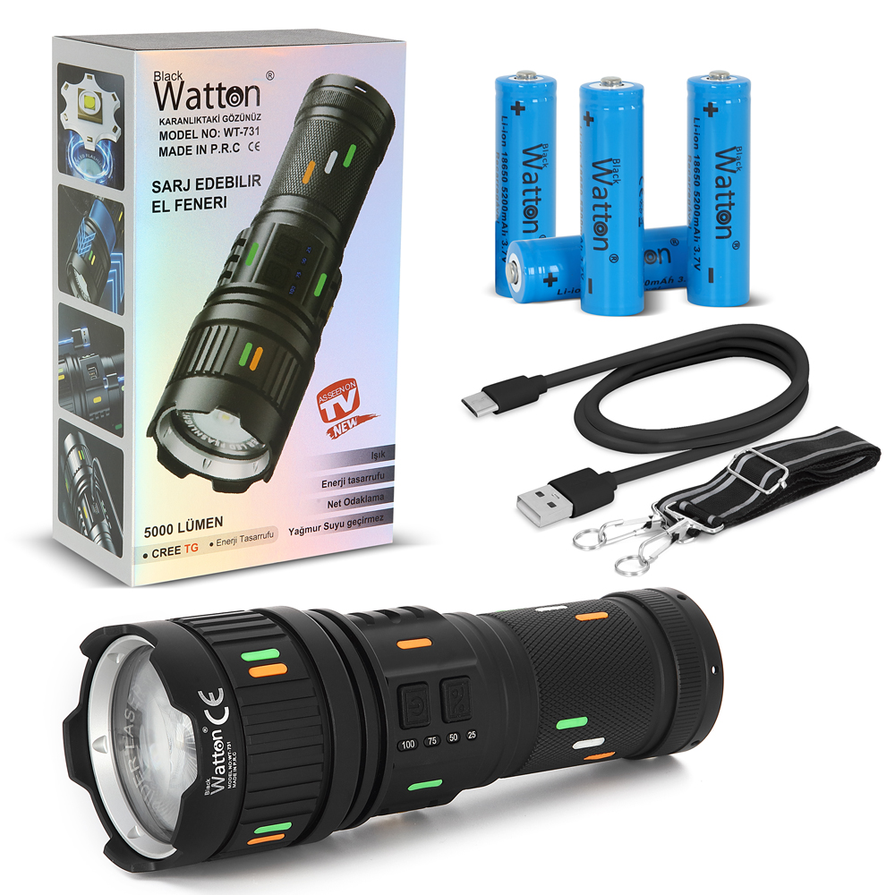 5000 Lümen Cree Tg Led Şarj Göstergeli Wt-731